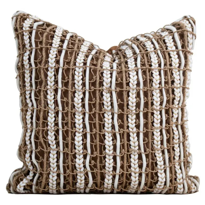 Italian light luxury brown & white cushion cover living room decor