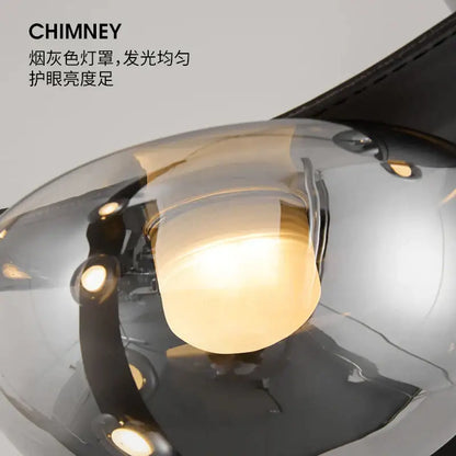 Italian light luxury leather black metal chandelier dining room