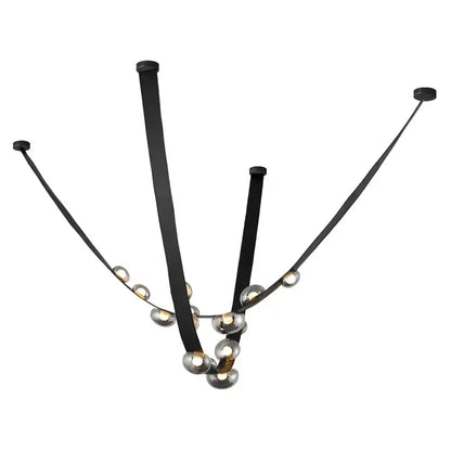 Italian light luxury leather black metal chandelier dining room