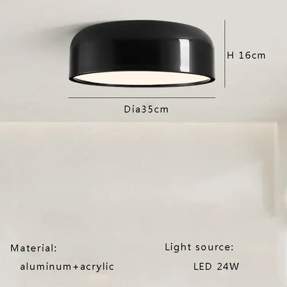 Italian minimalist round black ceiling lamp bedroom light