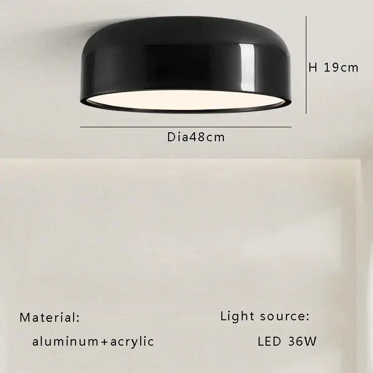 Italian minimalist round black ceiling lamp bedroom light