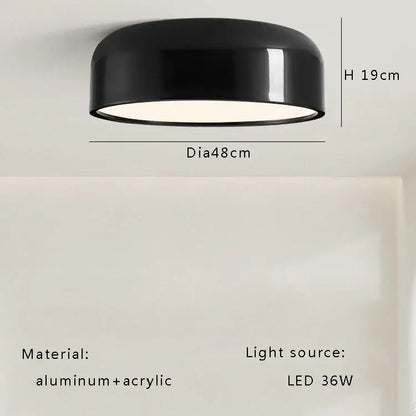 Italian minimalist round black ceiling lamp bedroom light