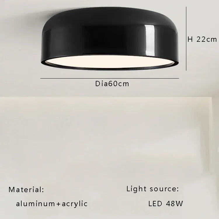 Italian minimalist round black ceiling lamp bedroom light