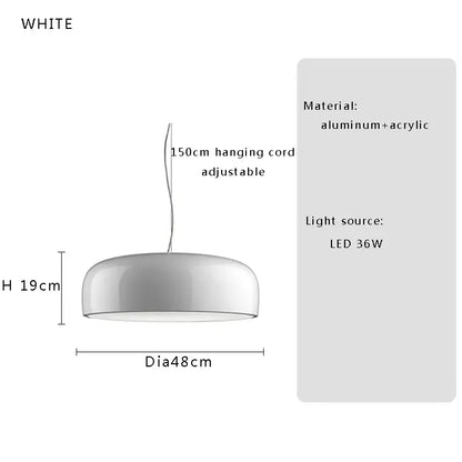 Italian minimalist round black ceiling lamp bedroom light