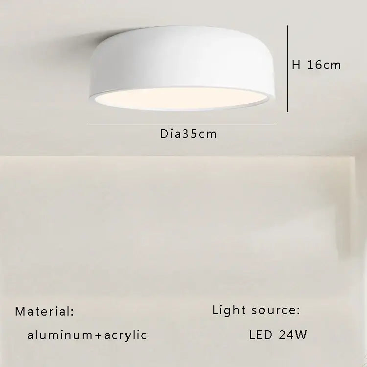 Italian minimalist round black ceiling lamp bedroom light