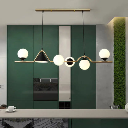 DecorBites™ Ivory Glass Island Pendant Light: Geometric, Contemporary Hanging Fixture for Restaurants