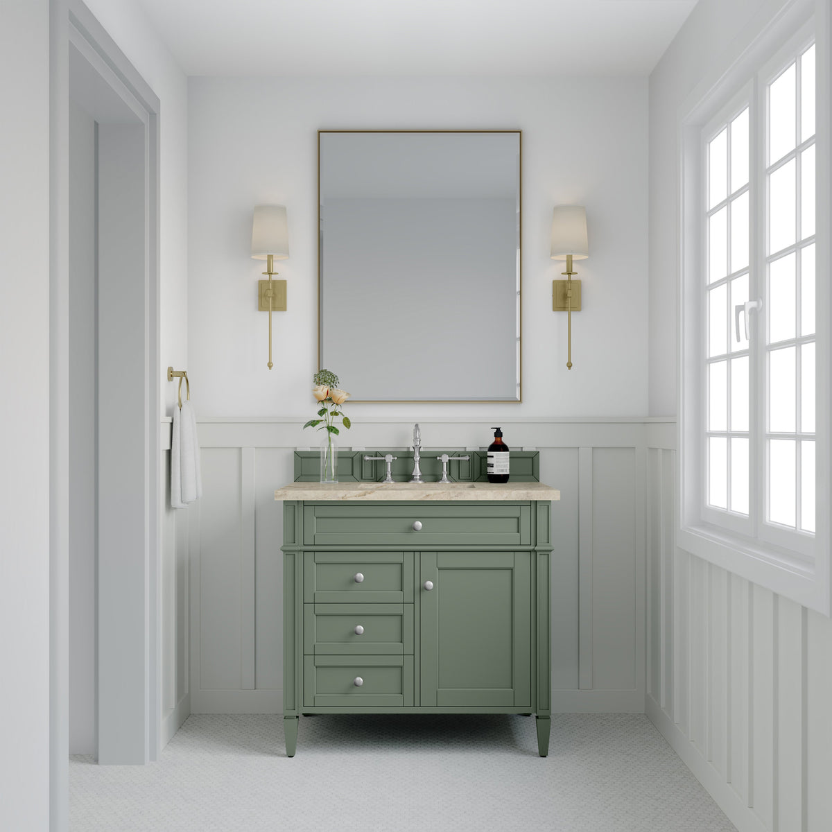 James Martin Brittany 36" Single Bathroom Vanity, Smokey Celadon