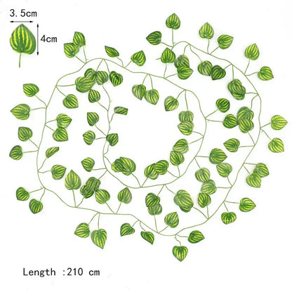 Ivy green fake leaves garland vine front door outdoor decoration