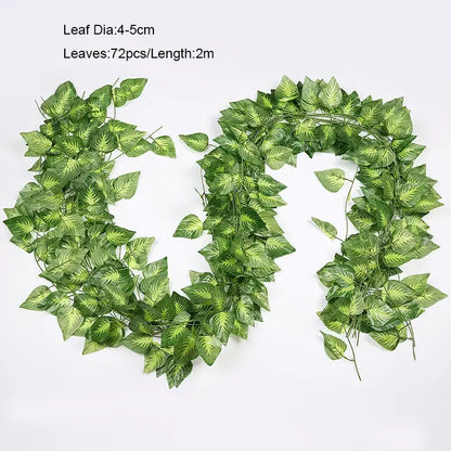 Ivy green fake leaves garland vine front door outdoor decoration