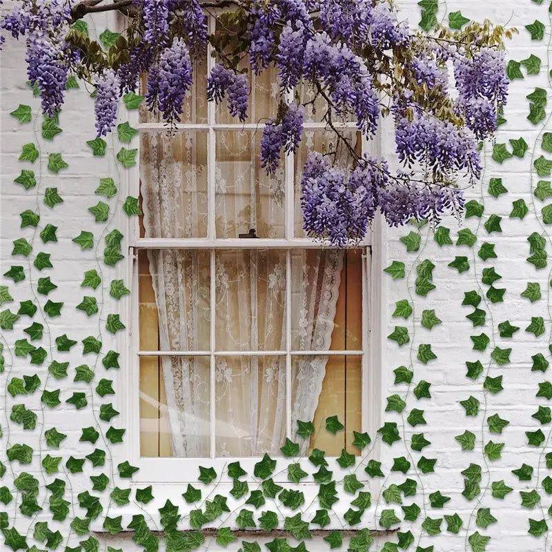 Ivy green fake leaves garland vine front door outdoor decoration