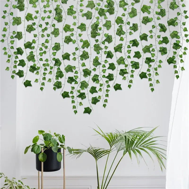 Ivy green fake leaves garland vine front door outdoor decoration