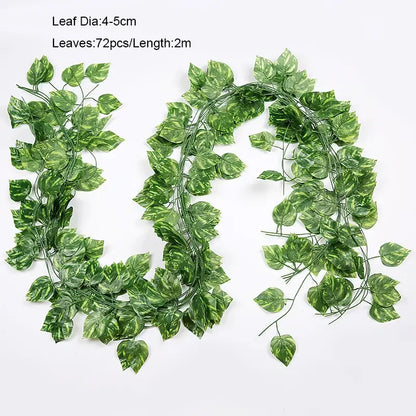 Ivy green fake leaves garland vine front door outdoor decoration