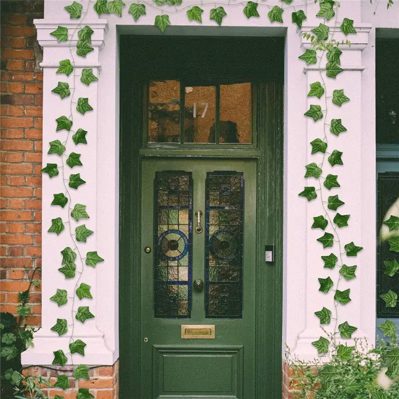 Ivy green fake leaves garland vine front door outdoor decoration
