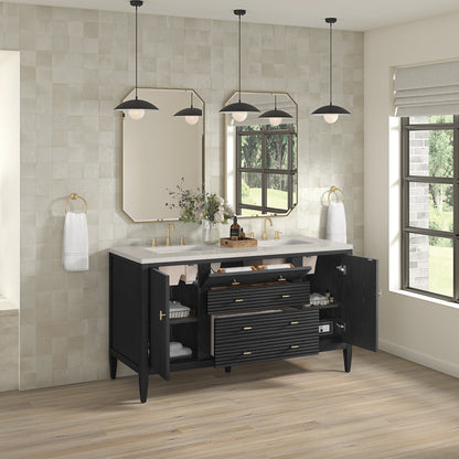 James Martin Myrrin 60" Double Bathroom Vanity, Carbon Oak