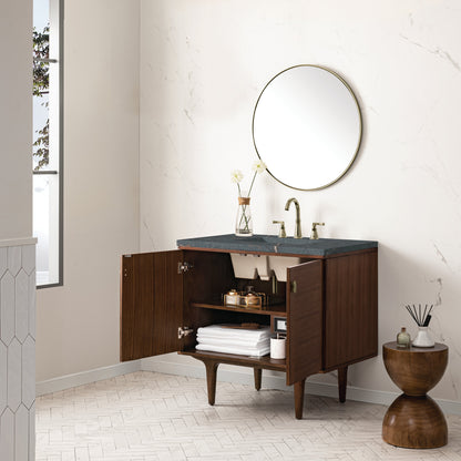 James Martin Amberly 36" Dual Mount Single Bathroom Vanity, Mid-Century Walnut