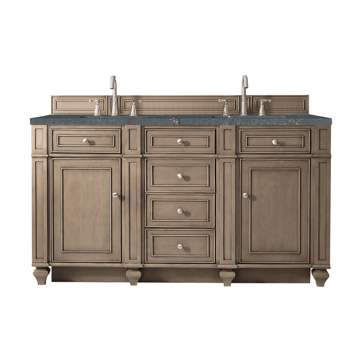 James Martin Bristol 60" Double Bathroom Vanity, Whitewashed Walnut