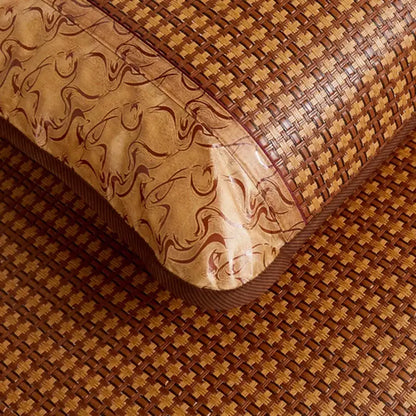 Jacquard cool brown & cream woven rattan cooling mat bedroom decor