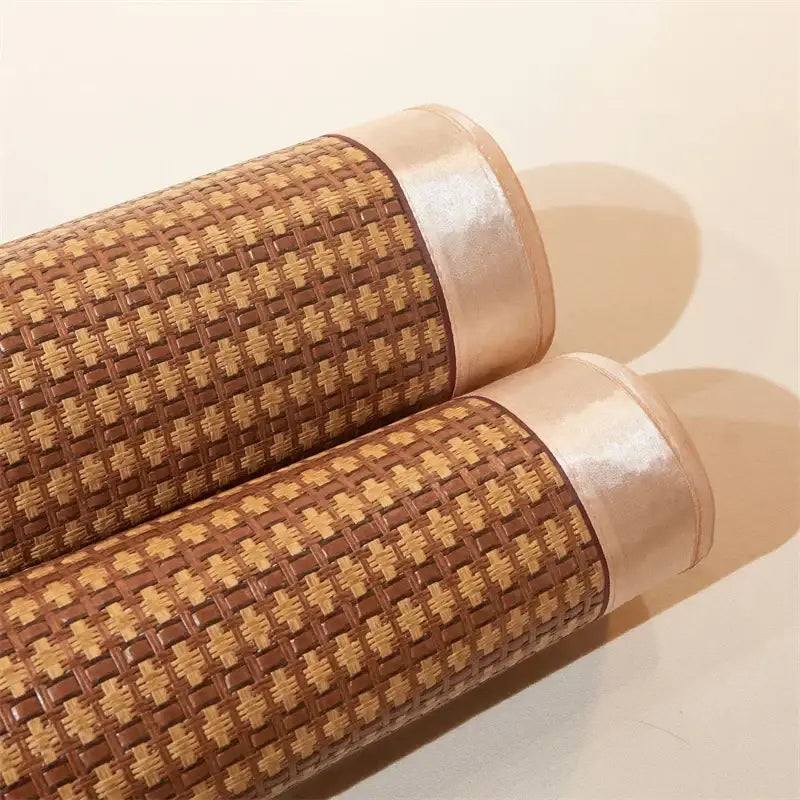 Jacquard cool brown & cream woven rattan cooling mat bedroom decor