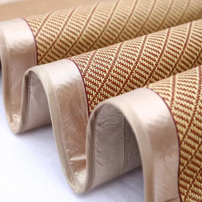 Jacquard cool brown & cream woven rattan cooling mat bedroom decor