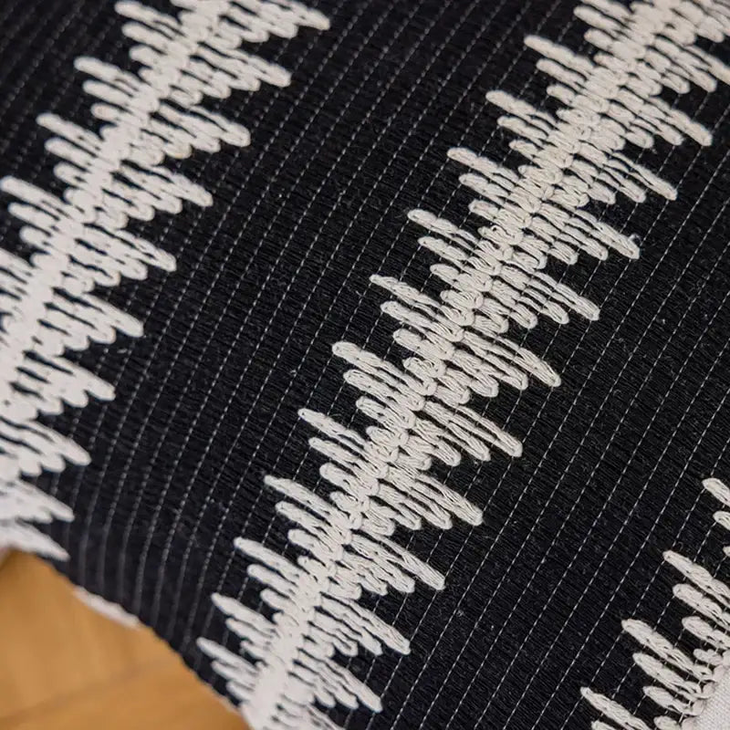 Jacquard crochet pillow covers black & white living room tassels
