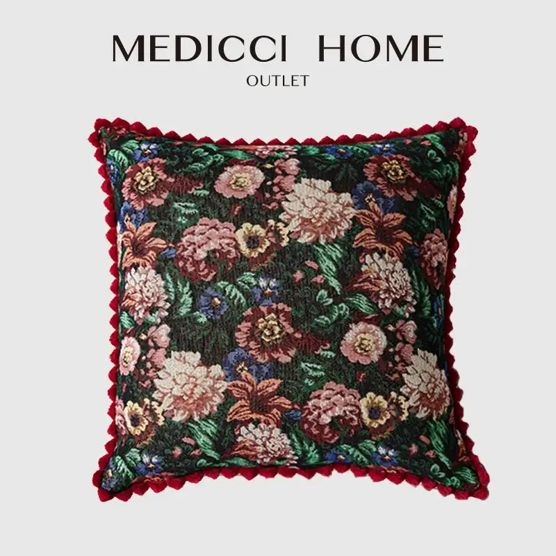 Jacquard farmhouse decor floral fringe pillow case for living room
