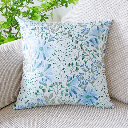 Jacquard floral pillow cover pink & green bedroom decor
