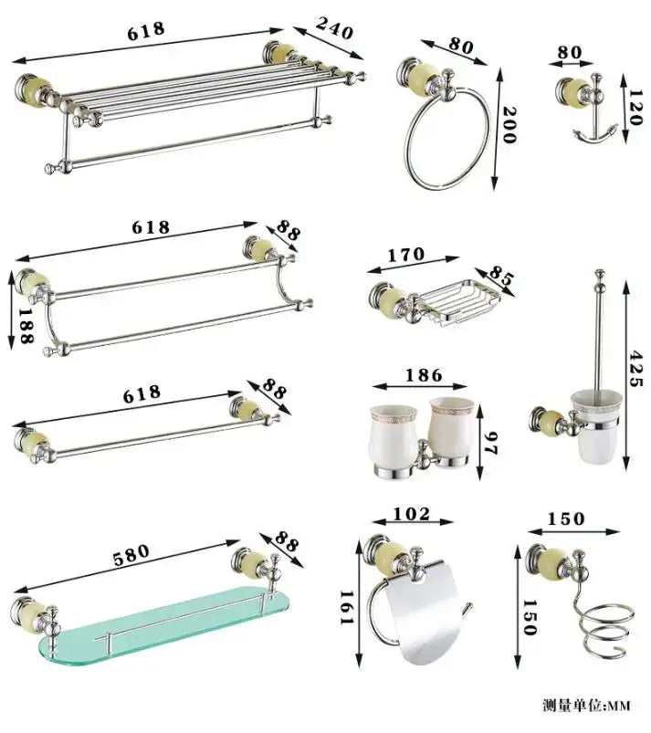 Jade bathroom set chrome & pale green accessories – bathroom
