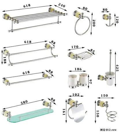 Jade bathroom set chrome & pale green accessories – bathroom