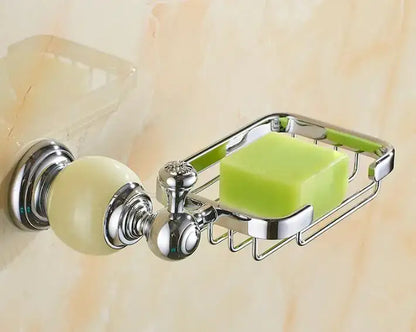 Jade bathroom set chrome & pale green accessories – bathroom