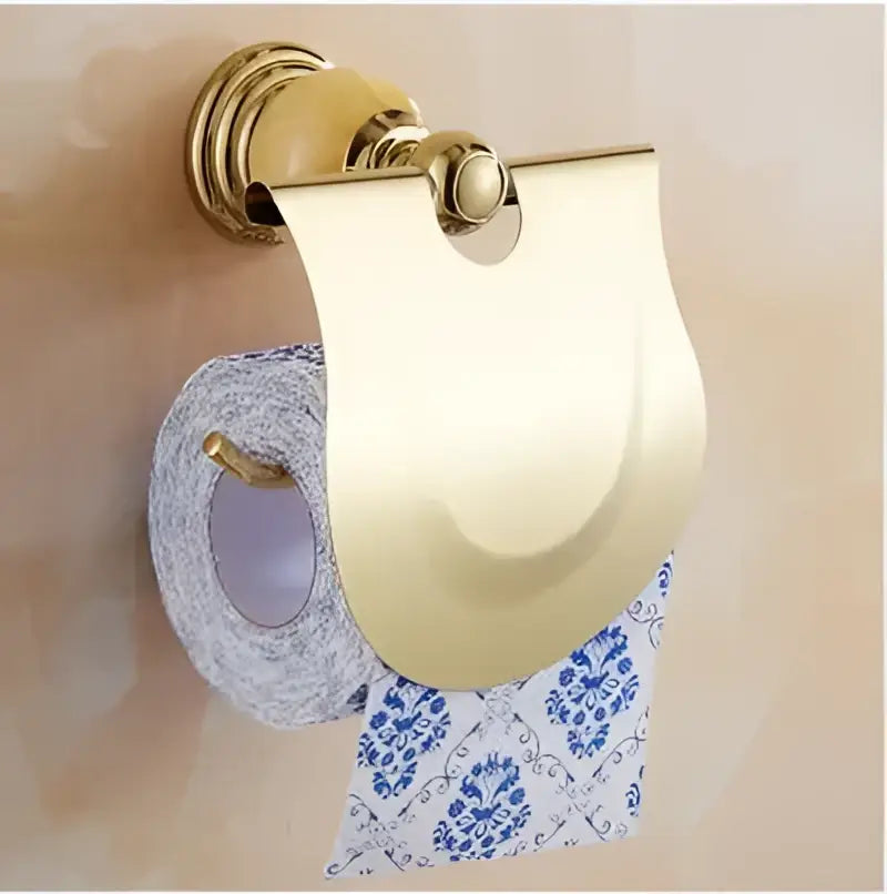 Jade gold bathroom accessories set with amber marble – bathroom