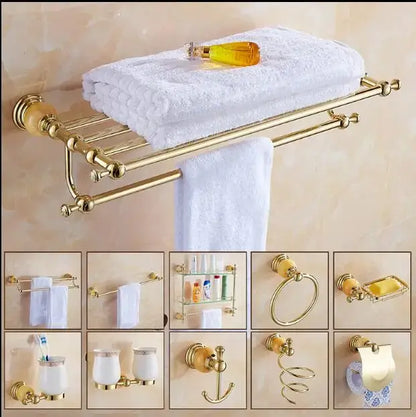Jade gold bathroom accessories set with amber marble – bathroom