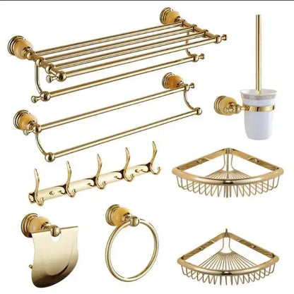 Jade gold bathroom accessories set with amber marble – bathroom
