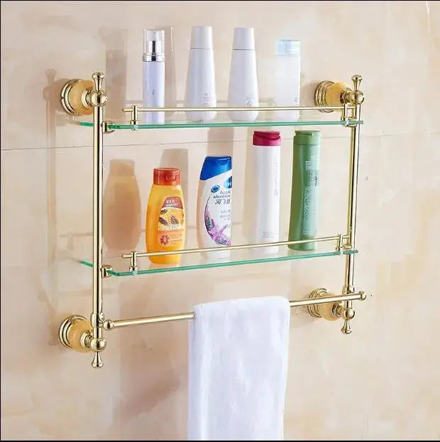 Jade gold bathroom accessories set with amber marble – bathroom