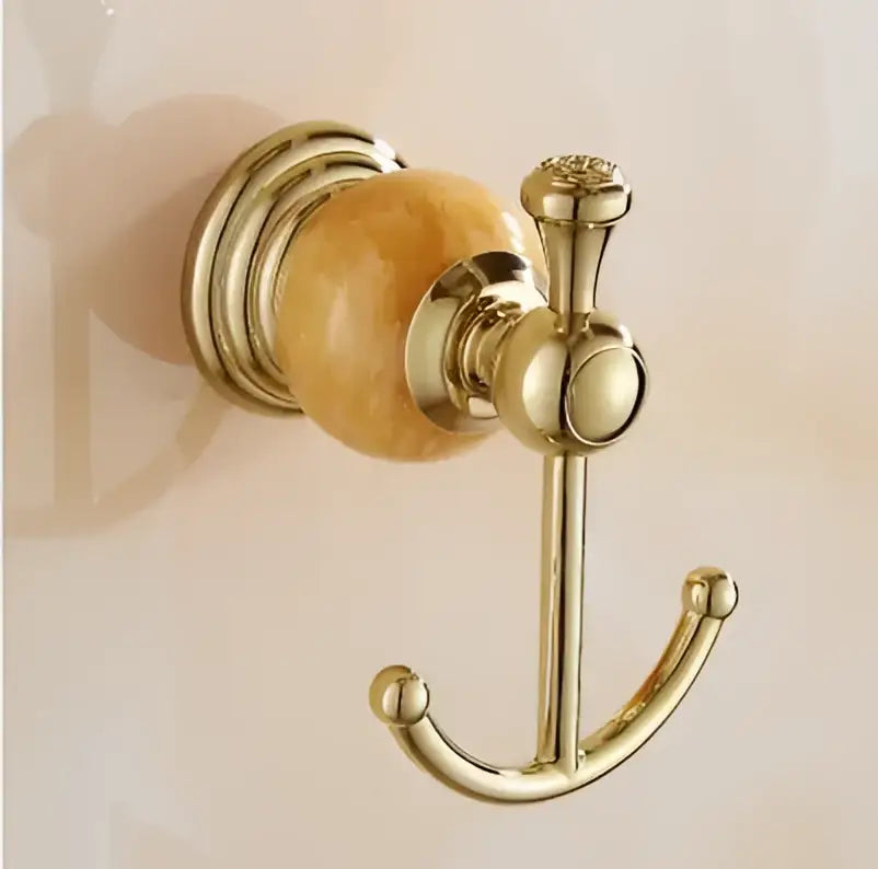 Jade gold bathroom accessories set with amber marble – bathroom