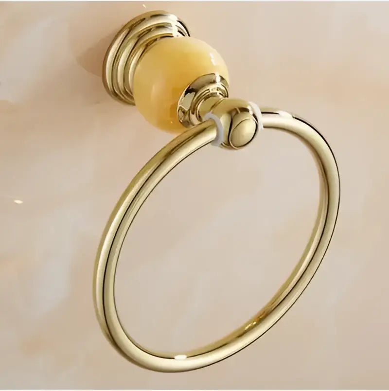 Jade gold bathroom accessories set with amber marble – bathroom