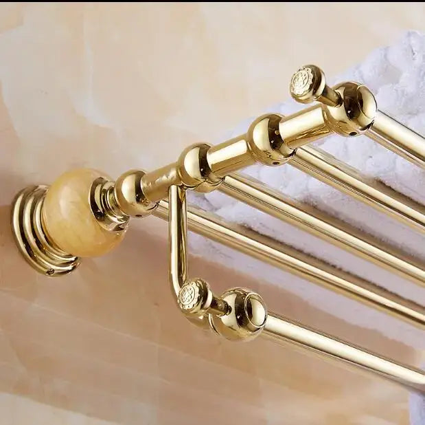 Jade gold bathroom accessories set with amber marble – bathroom