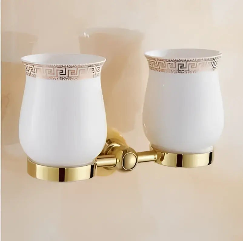 Jade gold bathroom accessories set with amber marble – bathroom