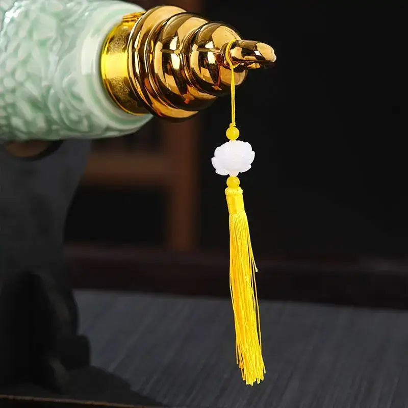 Jade green and gold dragon ceramic wine bottles dining room decor