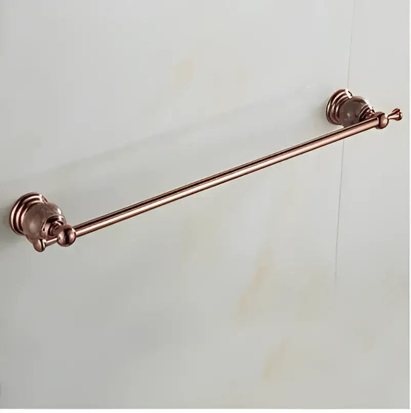 Jade & rose gold bathroom set ornate towel rack and paper holder