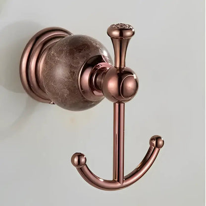 Jade & rose gold bathroom set ornate towel rack and paper holder