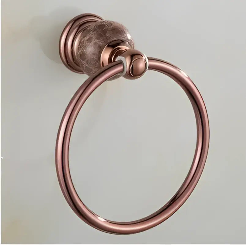 Jade & rose gold bathroom set ornate towel rack and paper holder