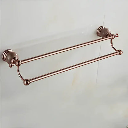 Jade & rose gold bathroom set ornate towel rack and paper holder