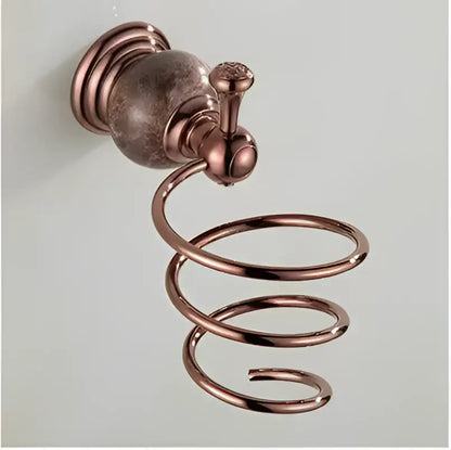 Jade & rose gold bathroom set ornate towel rack and paper holder