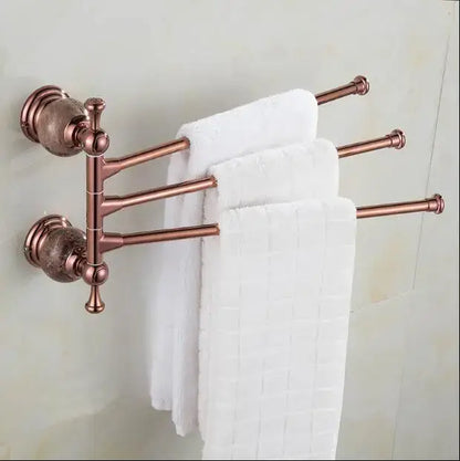 Jade & rose gold bathroom set ornate towel rack and paper holder