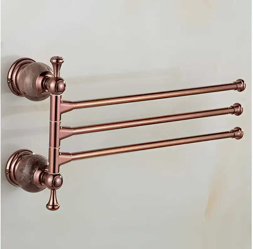 Jade & rose gold bathroom set ornate towel rack and paper holder
