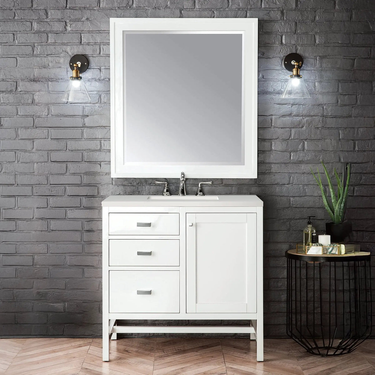 James Martin Addison 36" Single Bathroom Vanity, Glossy White