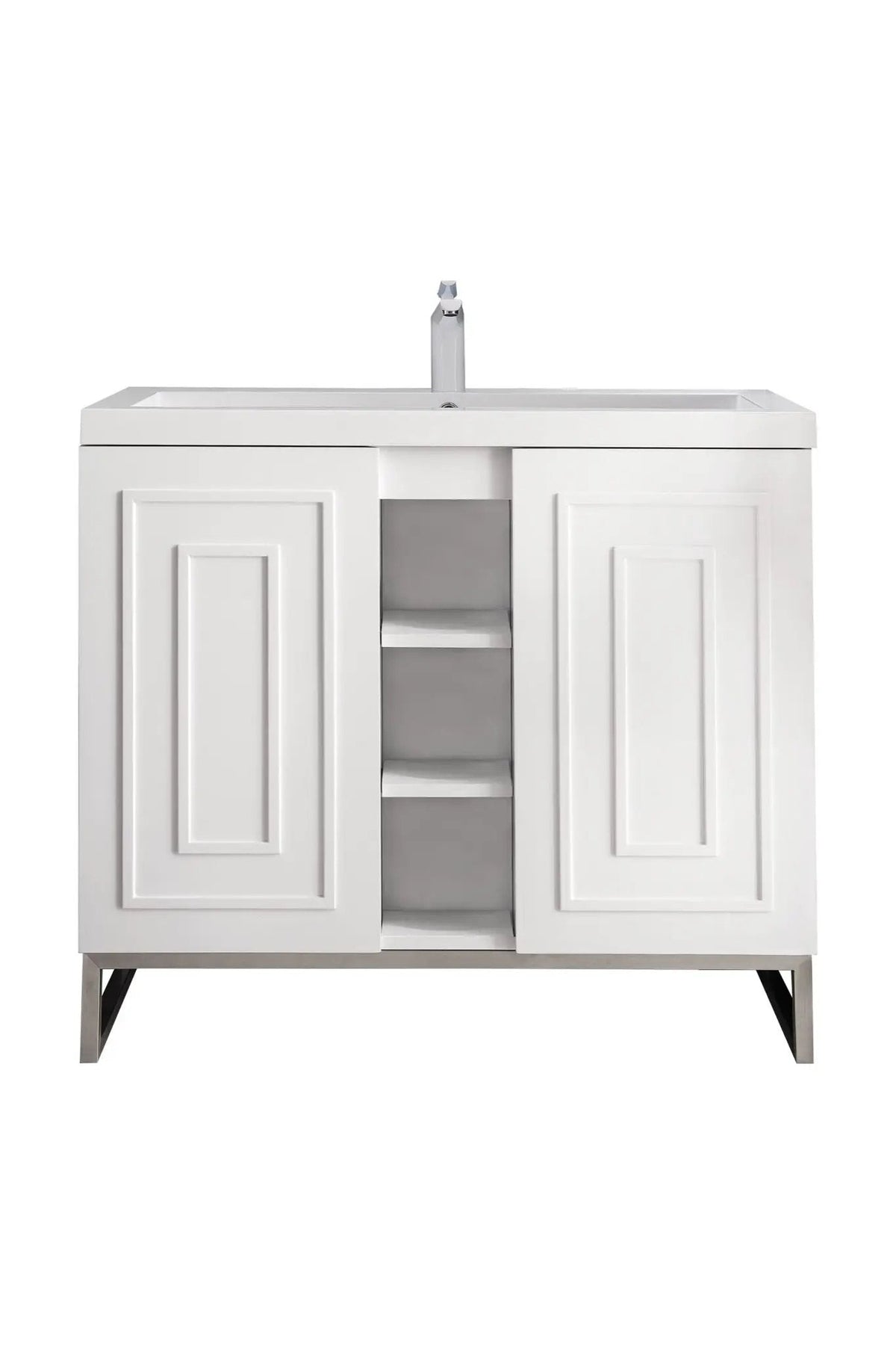 James Martin Alicante' 39.5" Single Bathroom Vanity, Glossy White