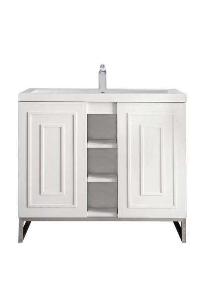 James Martin Alicante' 39.5" Single Bathroom Vanity, Glossy White