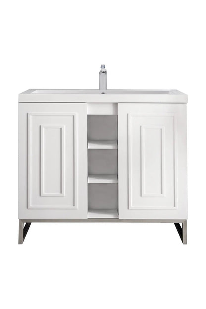 James Martin Alicante' 39.5" Single Bathroom Vanity, Glossy White