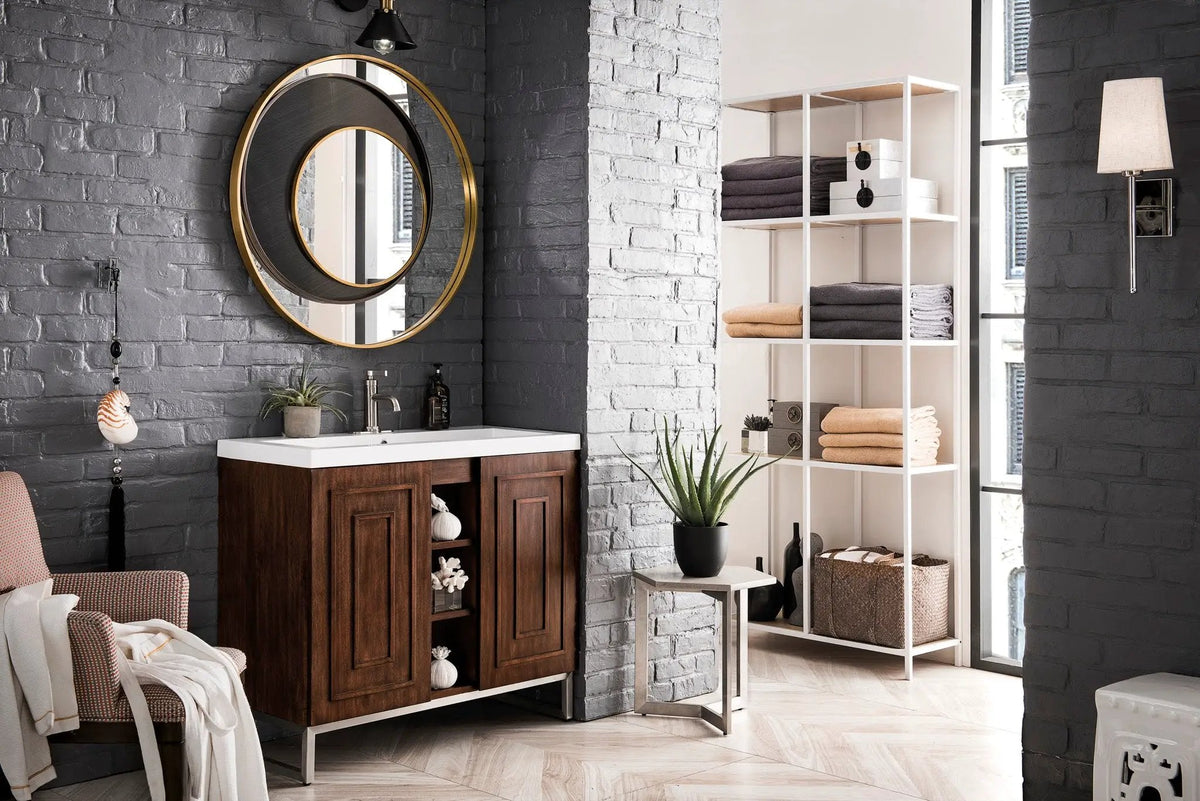 James Martin Alicante' 39.5" Single Bathroom Vanity, Mid-Century Acacia